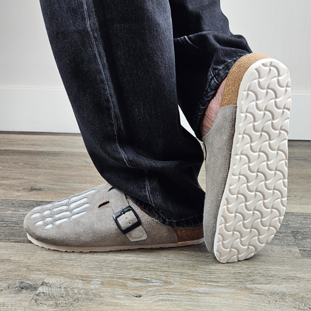 Stone Bone Leather Clogs